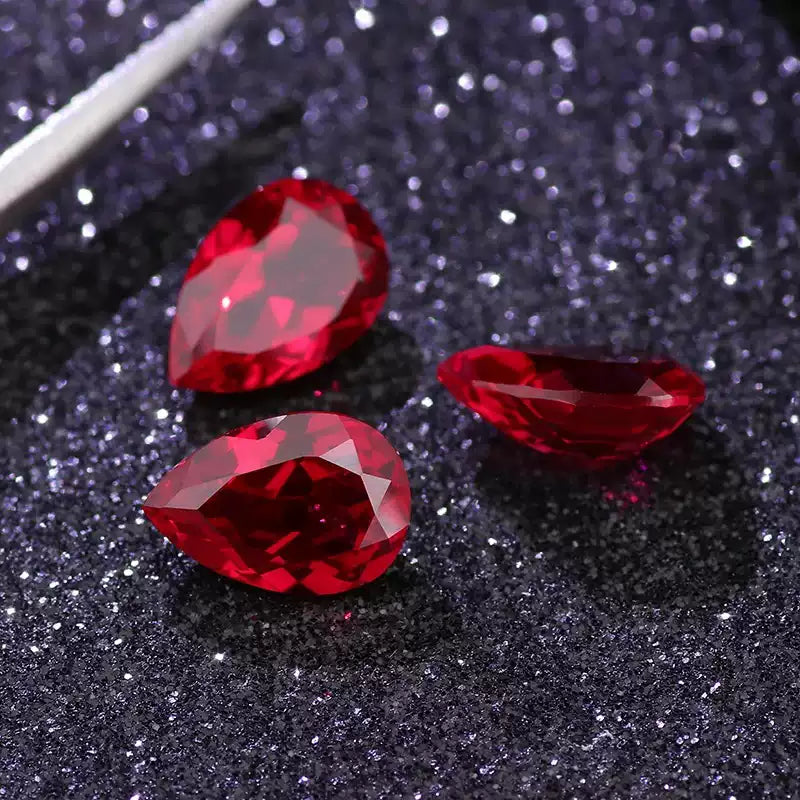 Pigeon Blood Lab-Grown Ruby · Pear · Czochralski