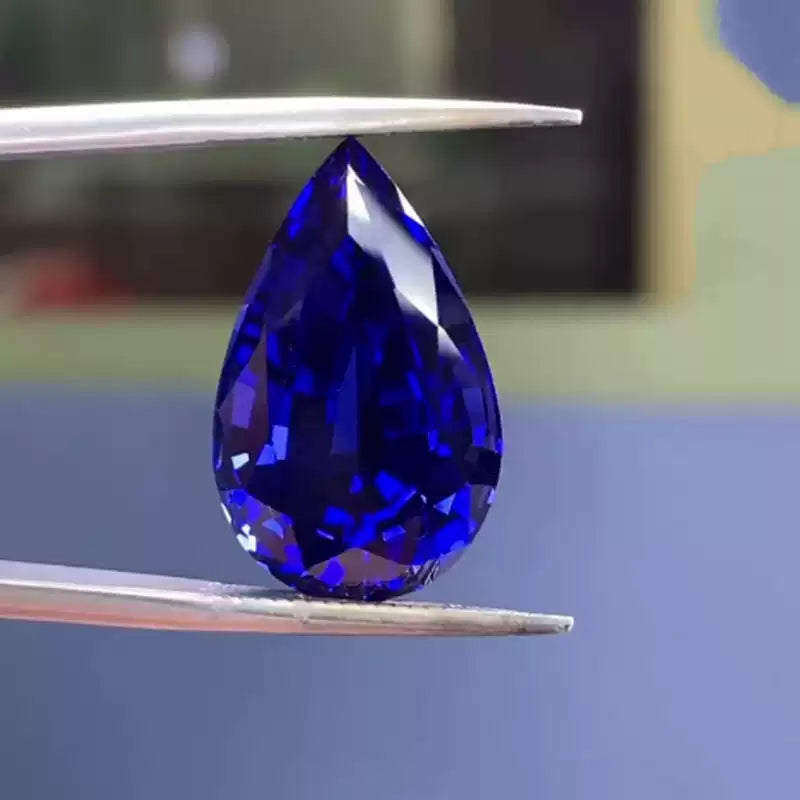 Royal Blue Lab-Grown Sapphire · Pear · Czochralski