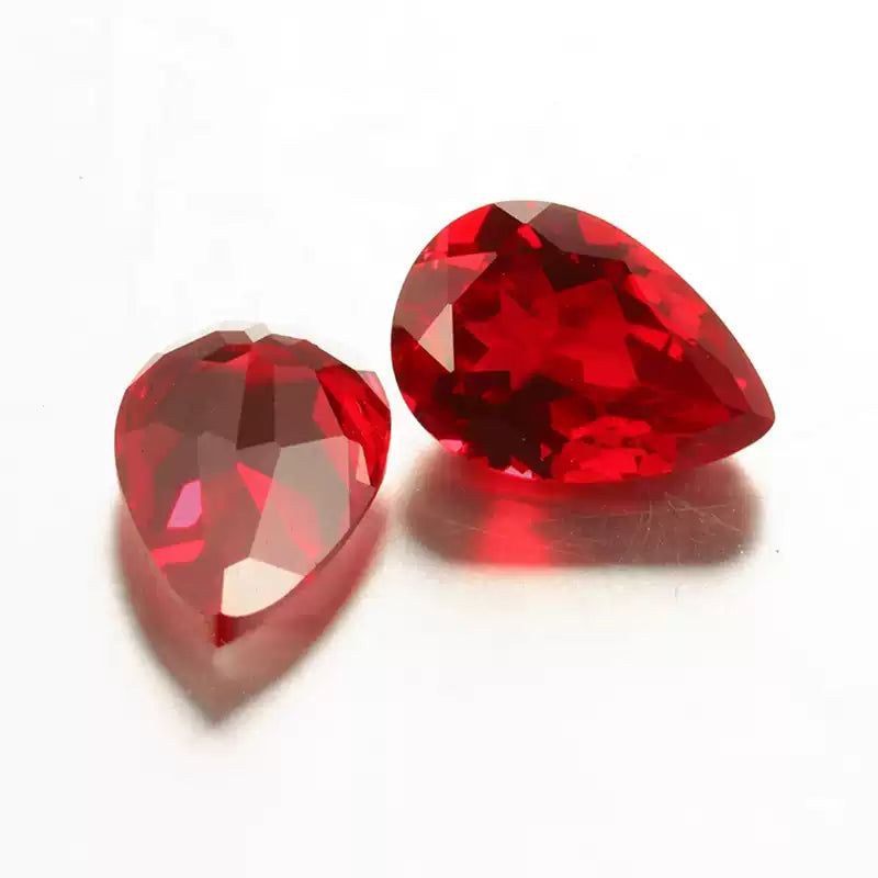 Pigeon Blood Lab-Grown Ruby · Pear · Czochralski